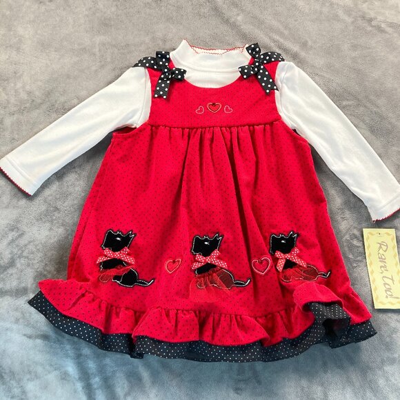 Girls 3T Scottie Dog Holiday Jumper Dress Set NWT - Picture 1 of 16